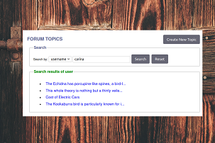 Search function, by username